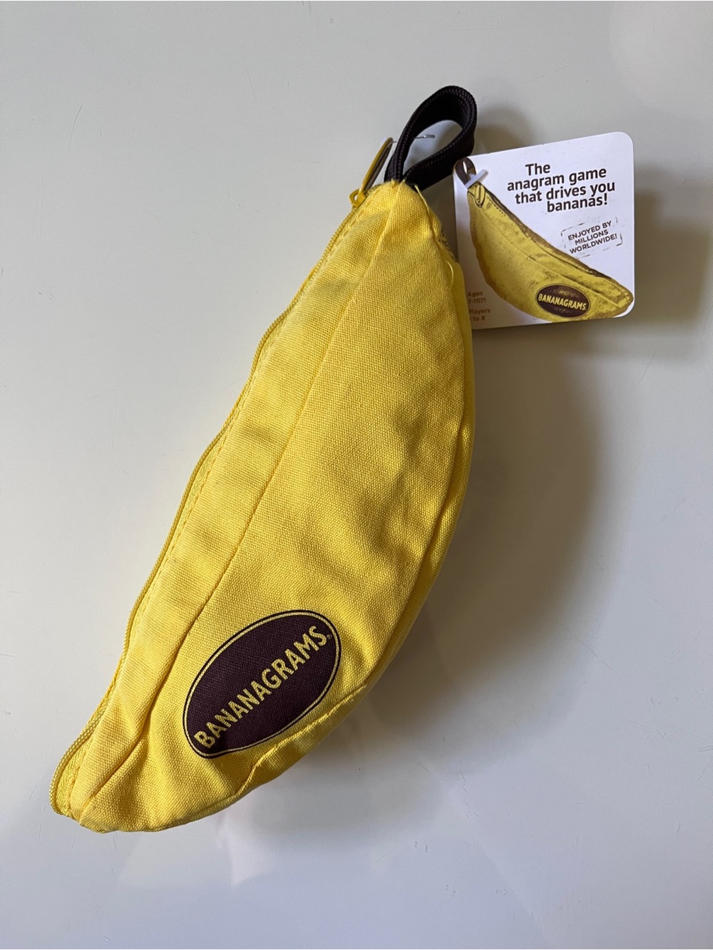 Bananagrams Banana-Shaped Game Pouch in Yellow and Brown Brand New